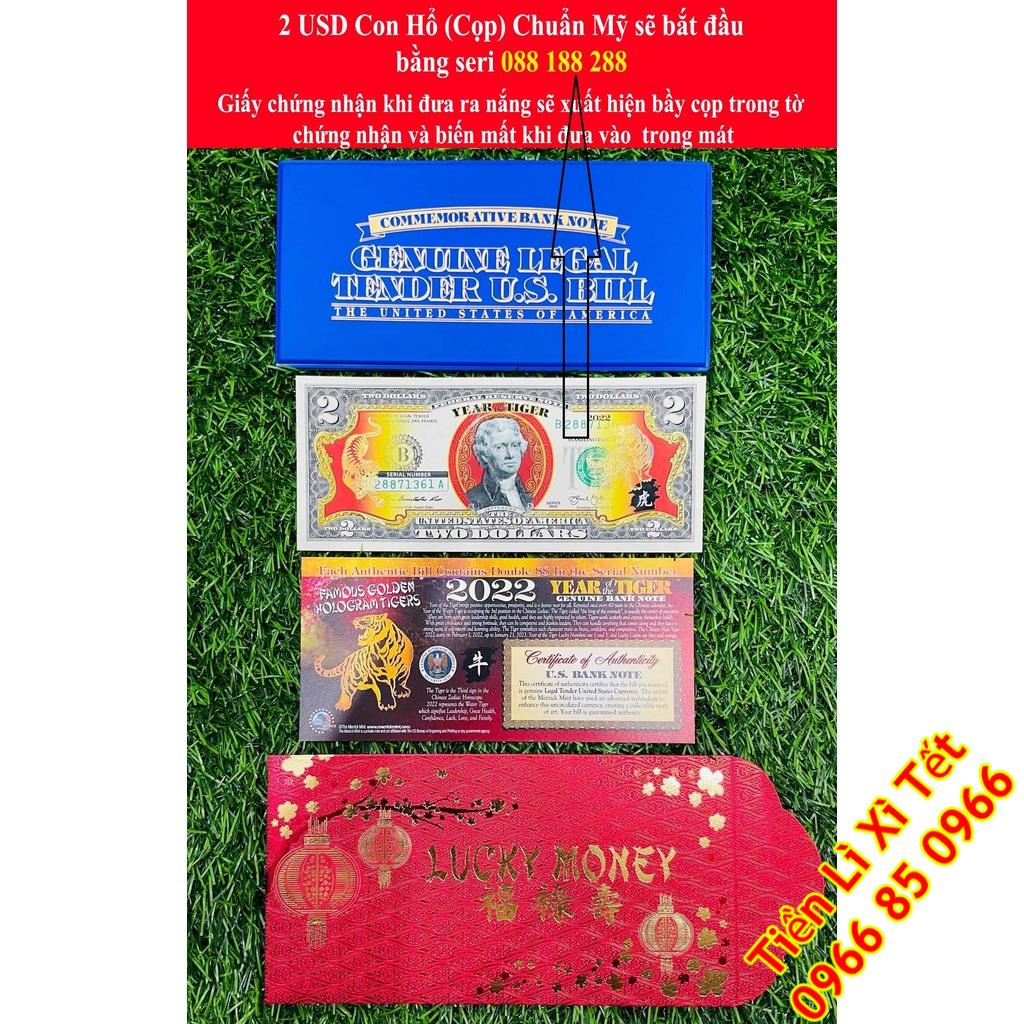 [CHUẨN MỸ SERI 188] 2 USD Con Hổ 2022 2 USD Con Cọp Nhâm dần May mắn tài lộc