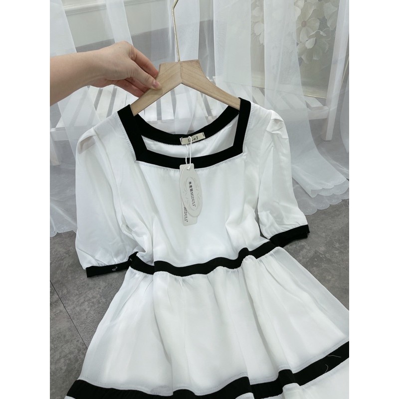 Váy babydoll phối viền tay bồng về hàng xinh lắm Chất von lụa mềm