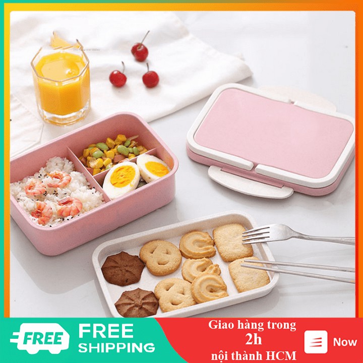 Hộp đựng cơm làm bằng lúa mạch 2 tầng giữ nóng thức ăn đến 8 tiếng - GD0810