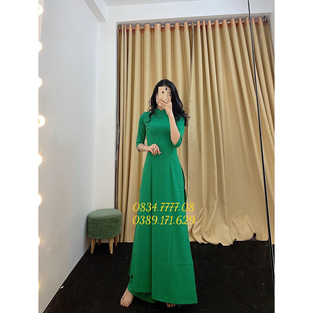- Áo dài lụa nhật trơn cổ cao 2,5 phân giá rẻ