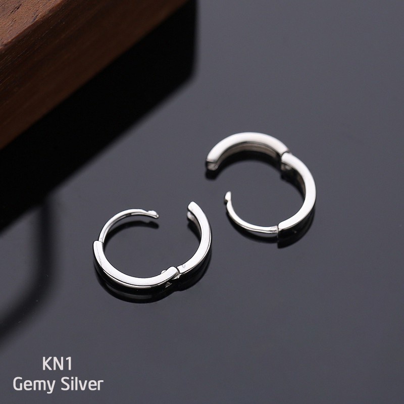 Khuyên tai nam tròn bạc nhiều size trơn basic nữ unisex (1 chiếc) | GEMY SILVER KN1 KN27