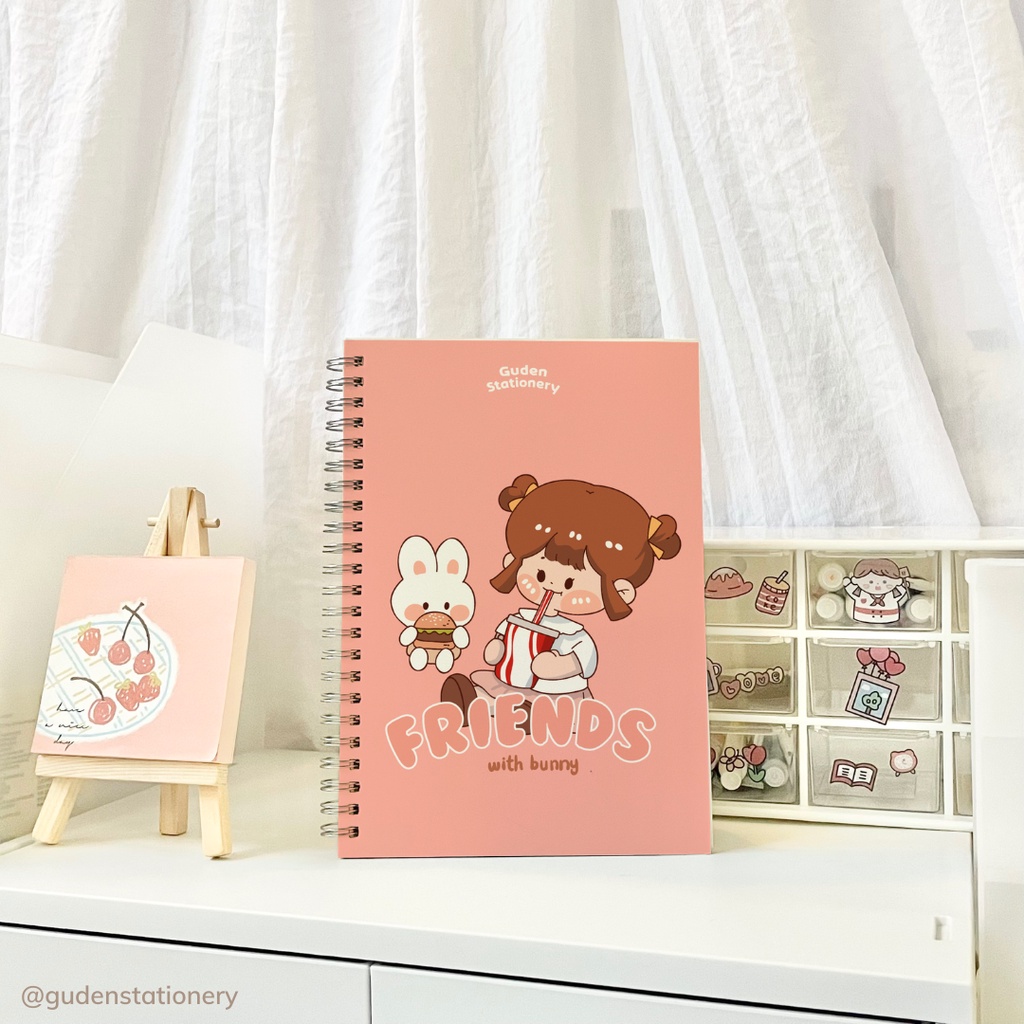 Sổ tay cỡ A5 cô gái dễ thương ver4 120 trang_Guden Stationery