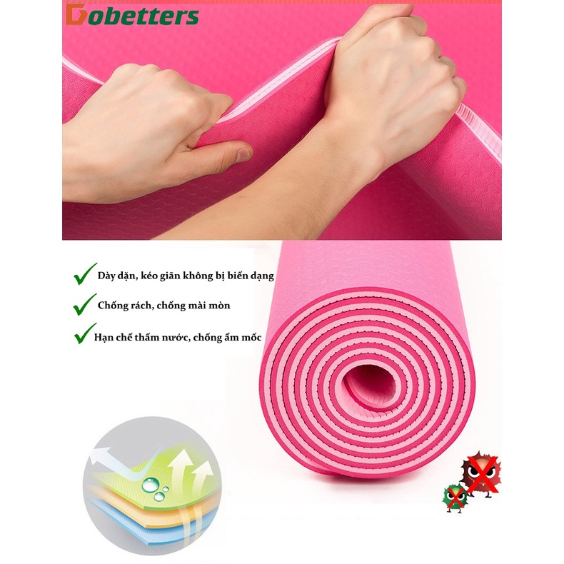 Thảm Tập Yoga DOBETTERS chống trơn trượt 2 lớp 6mm đàn hồi cao tiện lợi - Bảo hành 12 tháng