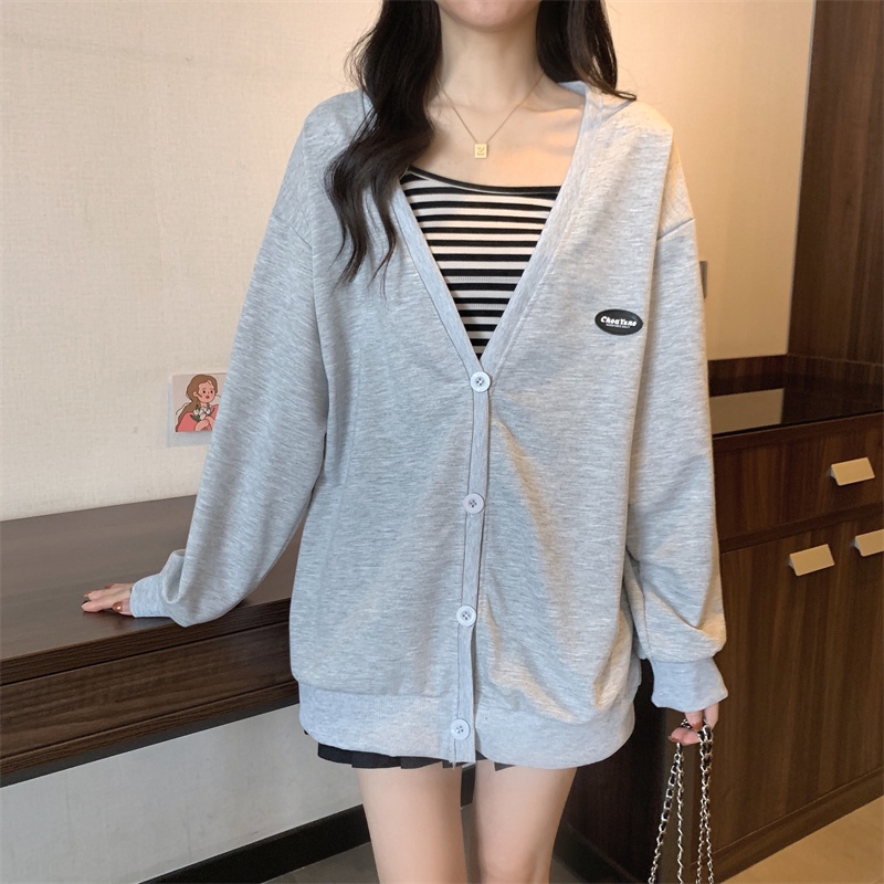 Áo khoác cardigan SUXI tay dài dáng rộng màu sắc thanh lịch