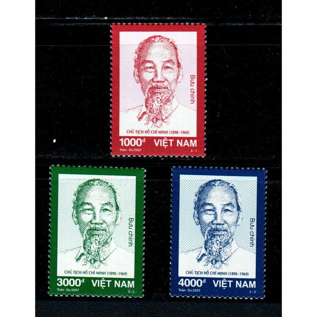 Tem sưu tập MS 965 Tem Việt Nam Tem phổ thông Chủ tịch Hồ Chí Minh 2007 ( 3 tem )