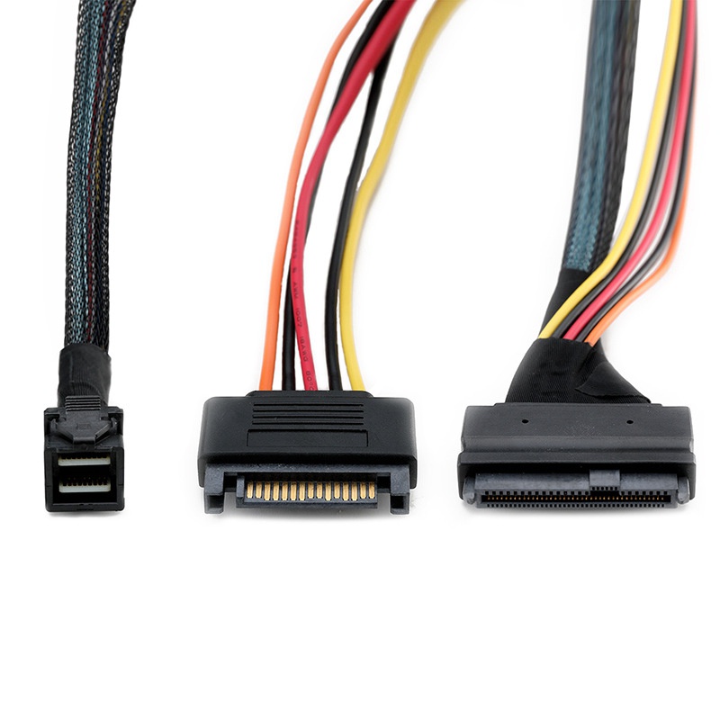 Dây Cáp Chuyển Đổi 0.5M / 1.5Ft Mini SAS SFF 8643 Sang U.2 SFF-8639 15 Pin