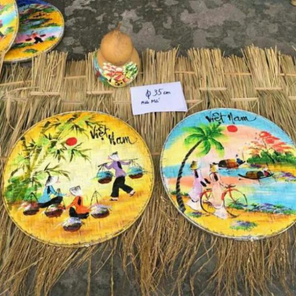 Xưởng sx- Tranh vẽ trang trí trên mẹt tre - Tre VN