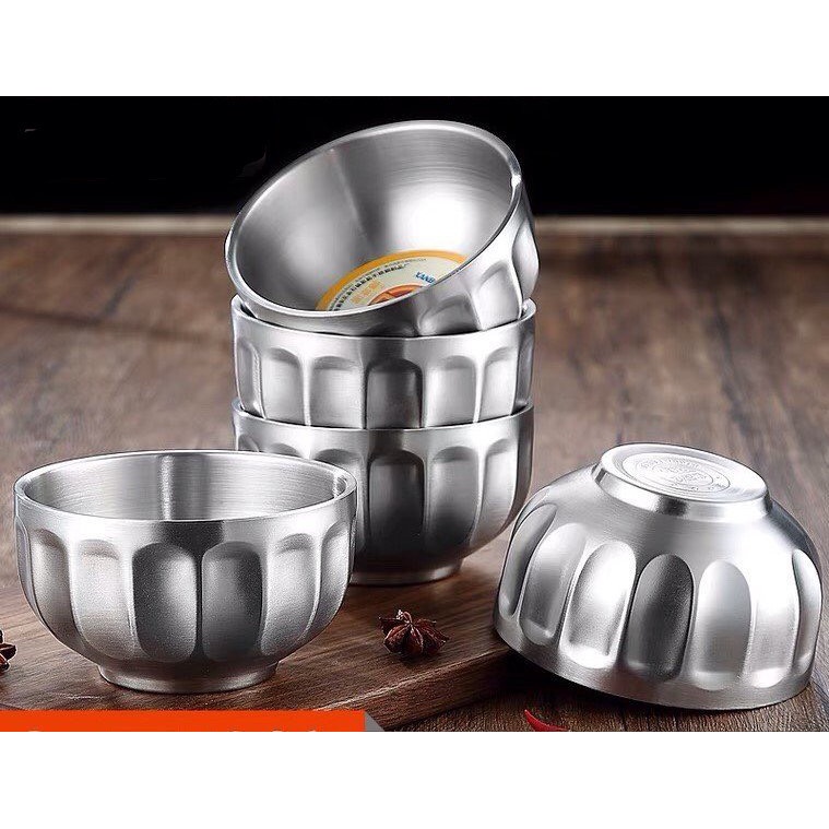 [INOX 304] bát inox 304 hai lớp cách nhiệt cao cấp, bát inox chống nóng cho bé, bát inox ăn cơm cho bé mầm non