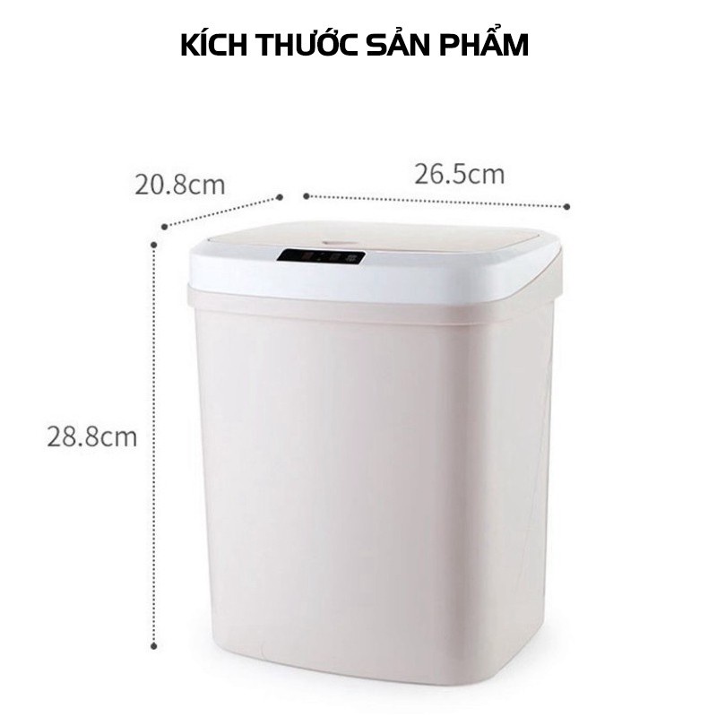 Thùng Rác Cảm Ứng Thông Minh Có Nắp Đóng Mở Tự Động - Thùng Rác Thông Minh CAO CẤP Thể Tích 16L - Nhựa PP Độ Bền Cao