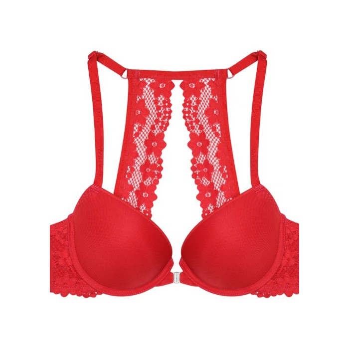 Áo ngực nữ Marguerite Paris 23041 - thương hiệu Pháp, cúp chéo màu đỏ, có gọng, siêu nâng ngực tạo khe