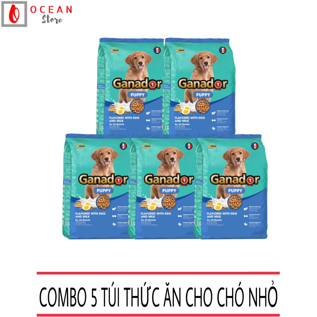 (COMBO 5) Thức ăn cho chó nhỏ hương VỊ TRỨNG VÀ SỮA - Ganador puppy Flavored With Egg And Milk Gói 400g