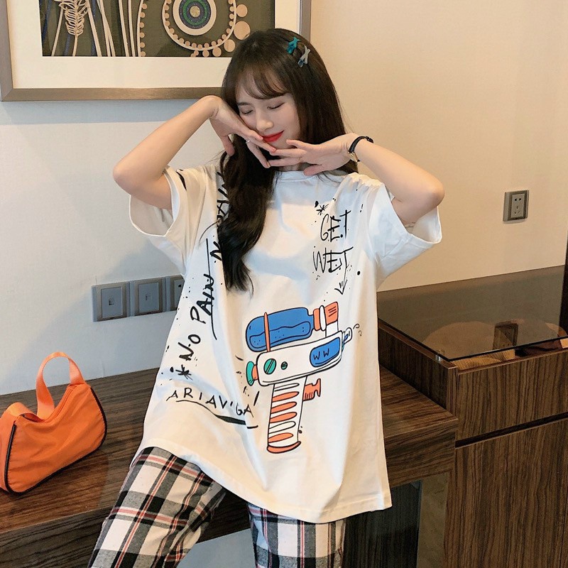 Áo thun tay lỡ form rộng unisex nam nữ mặc đẹp in hình 2 mặt cá tính 2 màu đen,trắngT33 - Sung