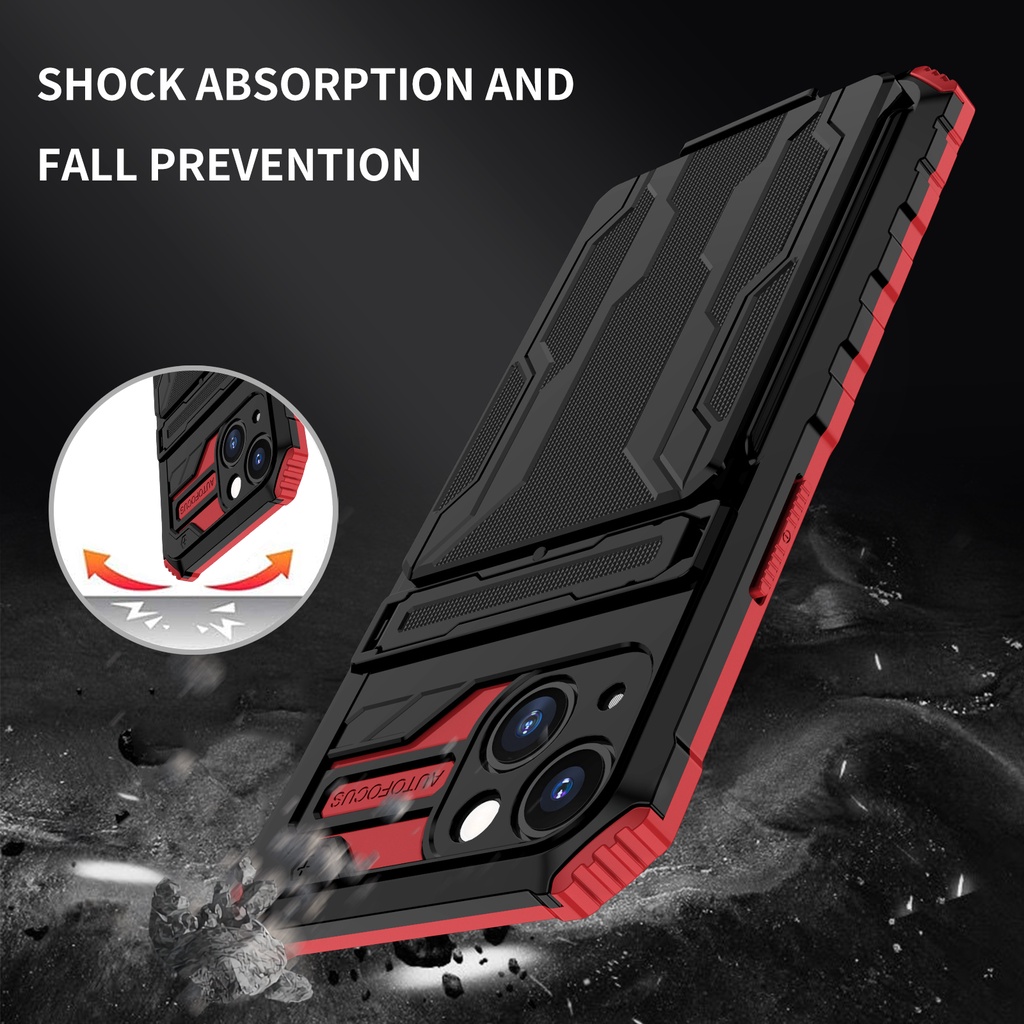 Lưng Điện Thoại Chống Sốc Có Ngăn Đựng Thẻ Dành Casing For iPhone 13 Pro Max Case For iPhone 14 Pro Max Cases iPhone 14 Max Shockproof Bracket Card Slot Hybrid Armor Holder Phone Cover Case