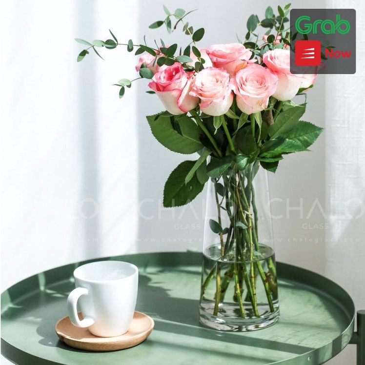 ☎✑ Lọ hoa thuỷ tinh trụ miệng vát các cỡ - Sản xuất thủ công tại Việt Nam