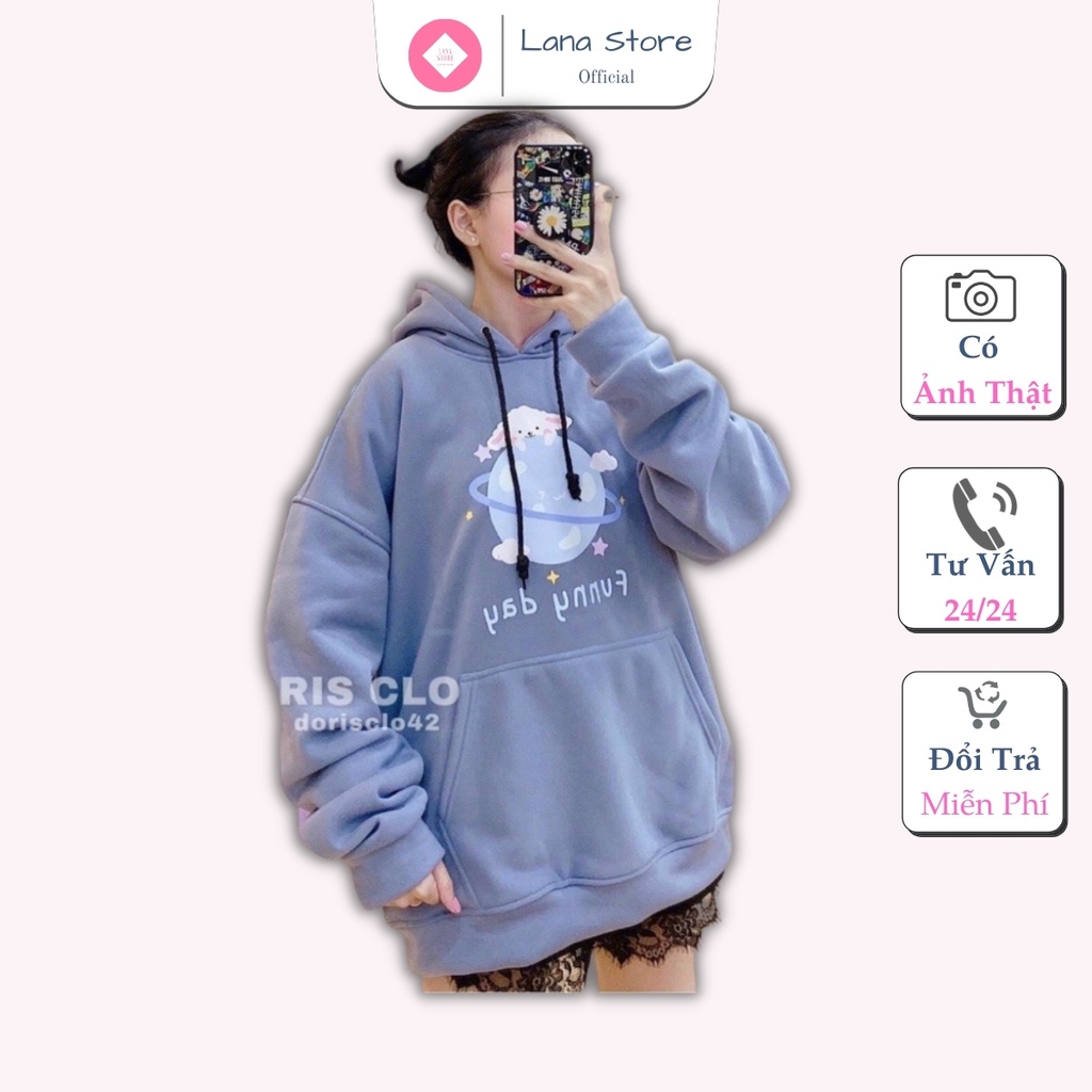 Áo Hoodie form áo tay phồng như ảnh - Áo in hình dễ thương chất in xịn