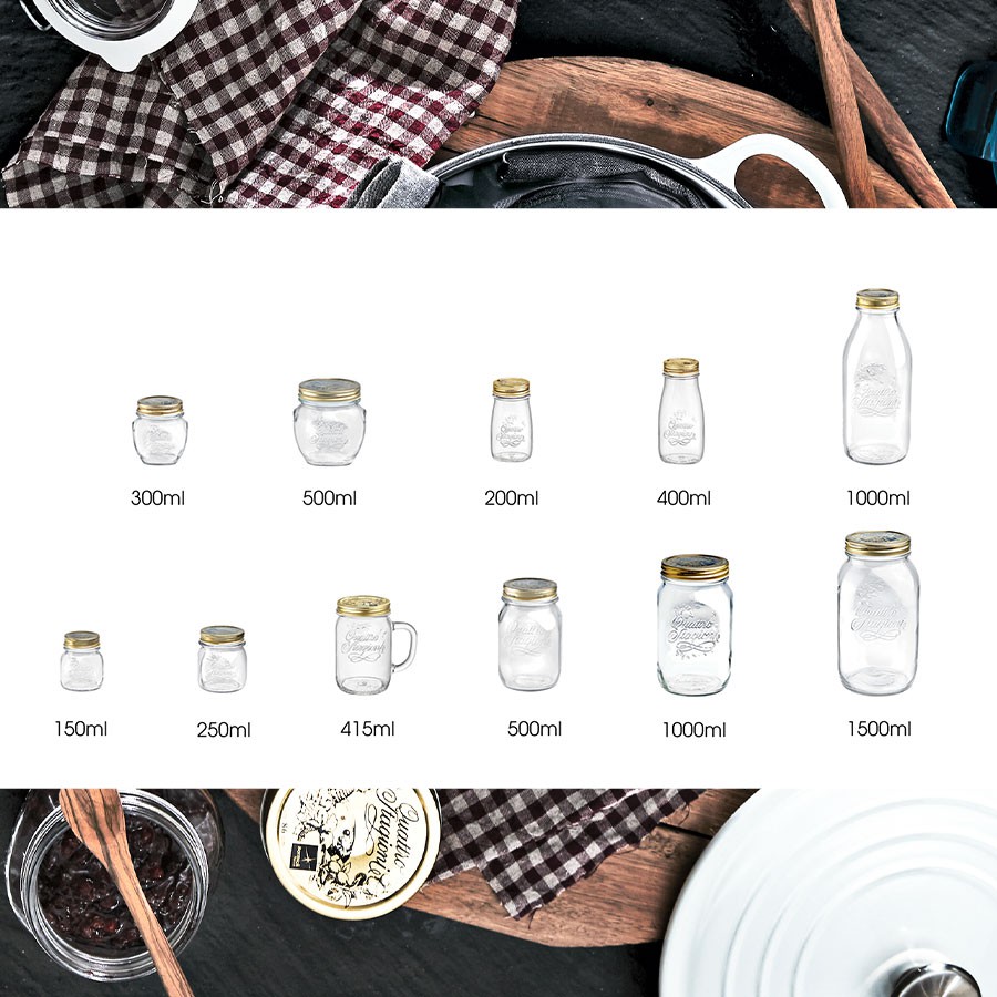 Hũ thủy tinh nắp vặn Quattro 1500ml-1000ml-700ml-500ml-250ml-150ml  MADE IN ITALY