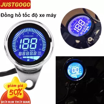 Phổ Kỹ Thuật Số LED LCD Đồ Hồ Số Của Xe Môtô Máy Đo Tốc Độ Đo Tốc Độ Retro Chrome-168-OXUI7