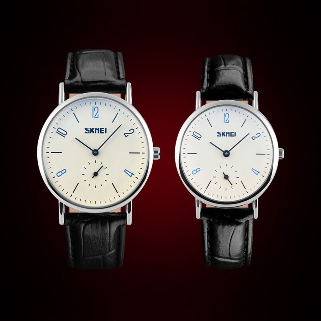 Đồng hồ đôi thời trang SKMEI 9120 dây da, mặt tròn Bán lẻ giá sỉ