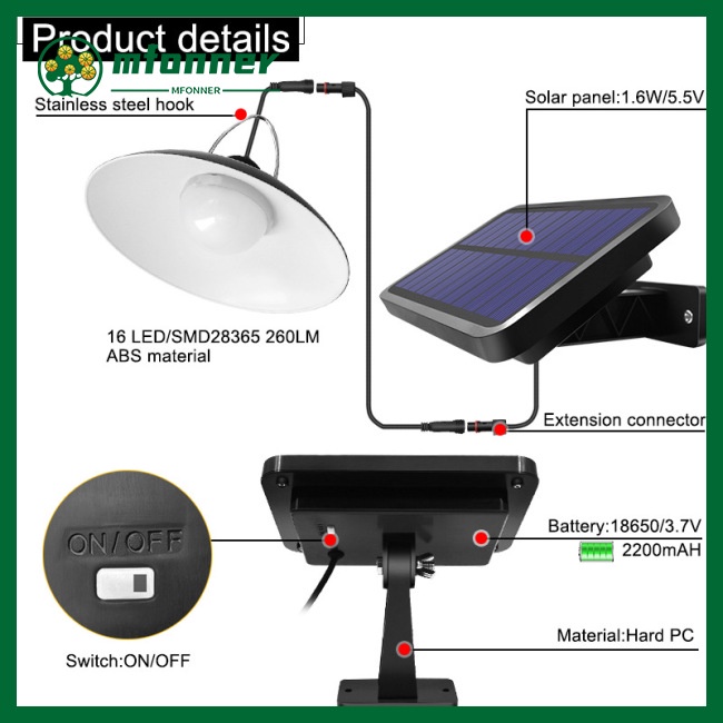 Đèn Led 16 Bóng Năng Lượng Mặt Trời Chống Thấm Nước Treo Trang Trí Sân Vườn / Trong Nhà / Ngoài Trời