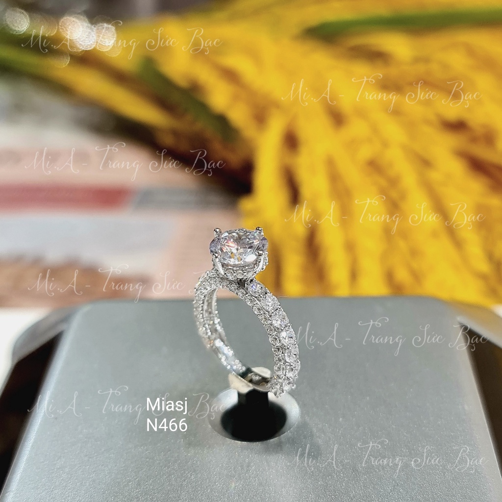 Nhẫn đính hôn bạc Ý S925 MiASJ N466 nữ nạm đá cao cấp, sang trọng