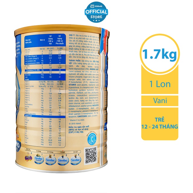 [ CHÍNH HÃNG ] Sữa Similac Eye-Q 3 1.7kg HMO Gold Label