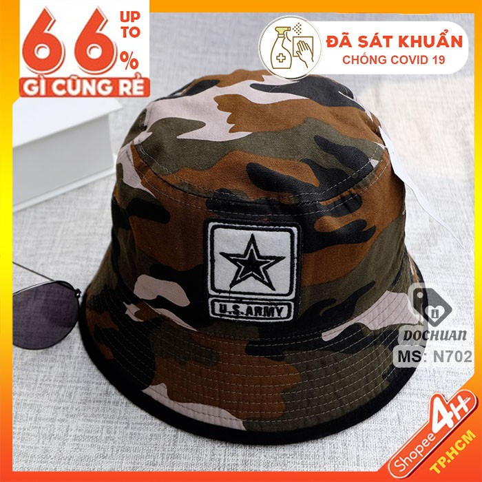 Nón Bucket ARMY rằn ri N702. nón xuất khẩu Nhật Hàn Âu Mỹ phong cách quân đội bụi bặm cá tính dành cho Nam và Nữ