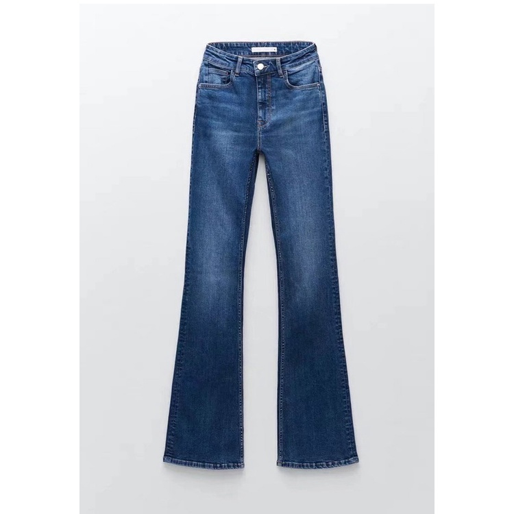 QUẦN JEANS BÒ ZARA XUẤT DƯ NỮ ỐNG LOE CẠP CAO MÀU XANH/ĐEN - 5862/194