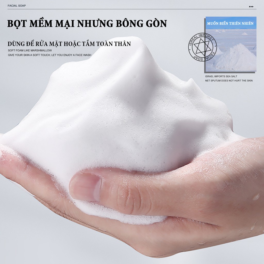 Xà Phòng Muối Biển Rửa Mặt BLUEMAN Loại Bỏ Mạt Chống Ngứa Kiềm Dầu 80g Dành Cho Nam