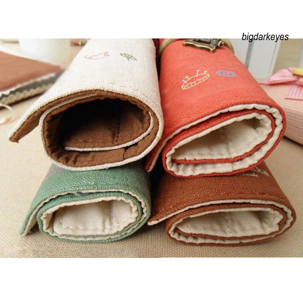 Túi Cuộn Đựng Bút/Cọ Trang Điểm Vải Canvas Sáng Tạo
