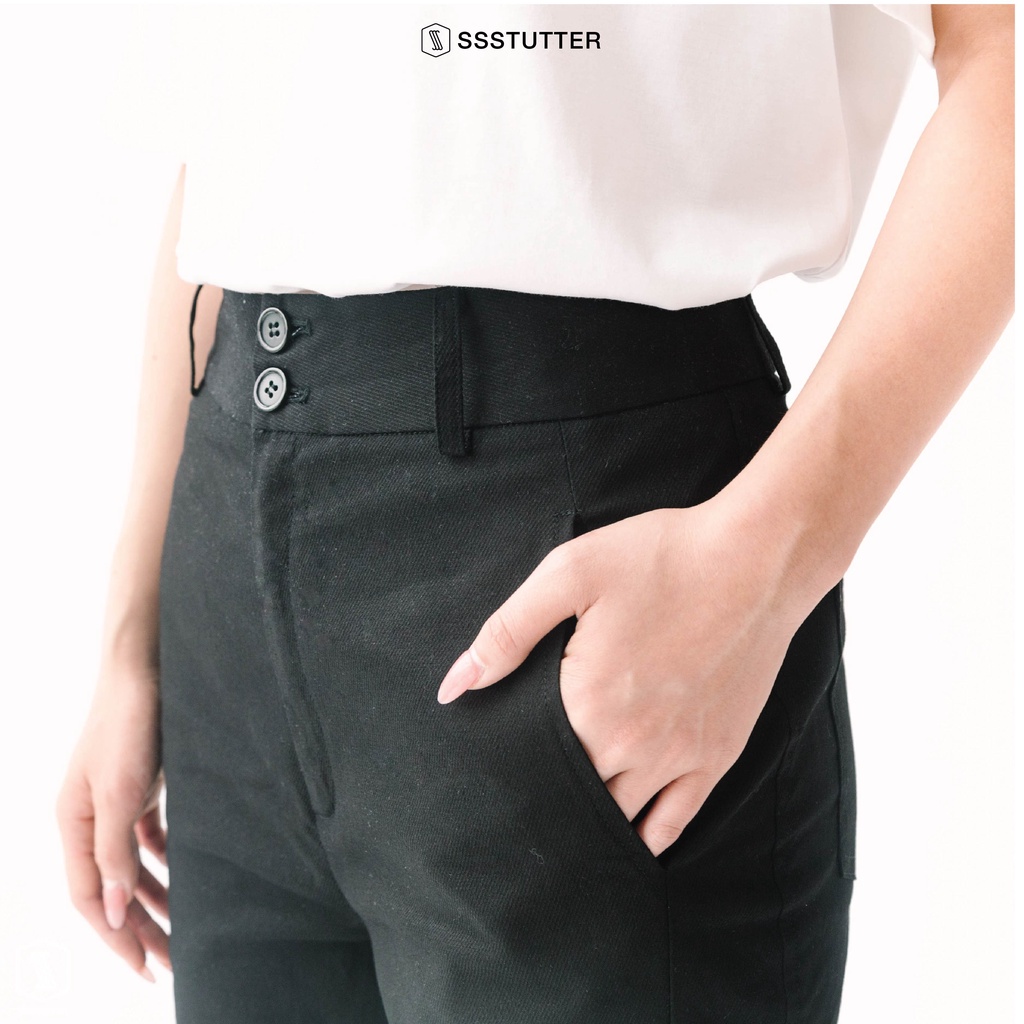 Quần dài nữ SSSTUTTER cạp cao dáng ôm chất khaki co giãn Latte Pants