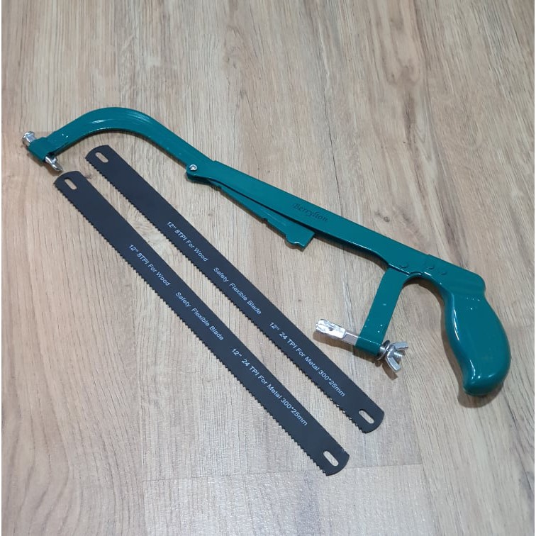 Combo Khung Cưa Và 2 Lưỡi Cưa 2 Trong 1 Gồm 1 Mặt Cắt Sắt Và 1 Mặt Cắt Gỗ 300x25mm