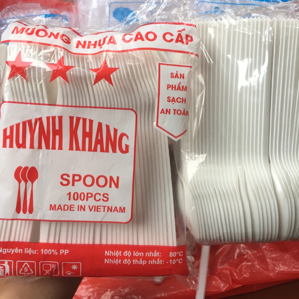 Thìa nhựa, muỗng nhựa cao cấp Huynh Khang  dùng 1 lần LINHMART