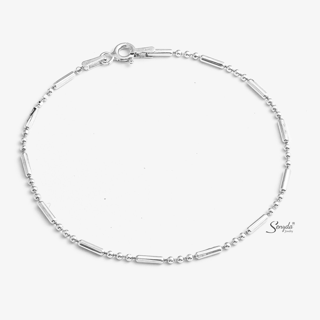 Trang sức Lắc tay BẠC 925 SENYDA dây bi xen khúc LT182