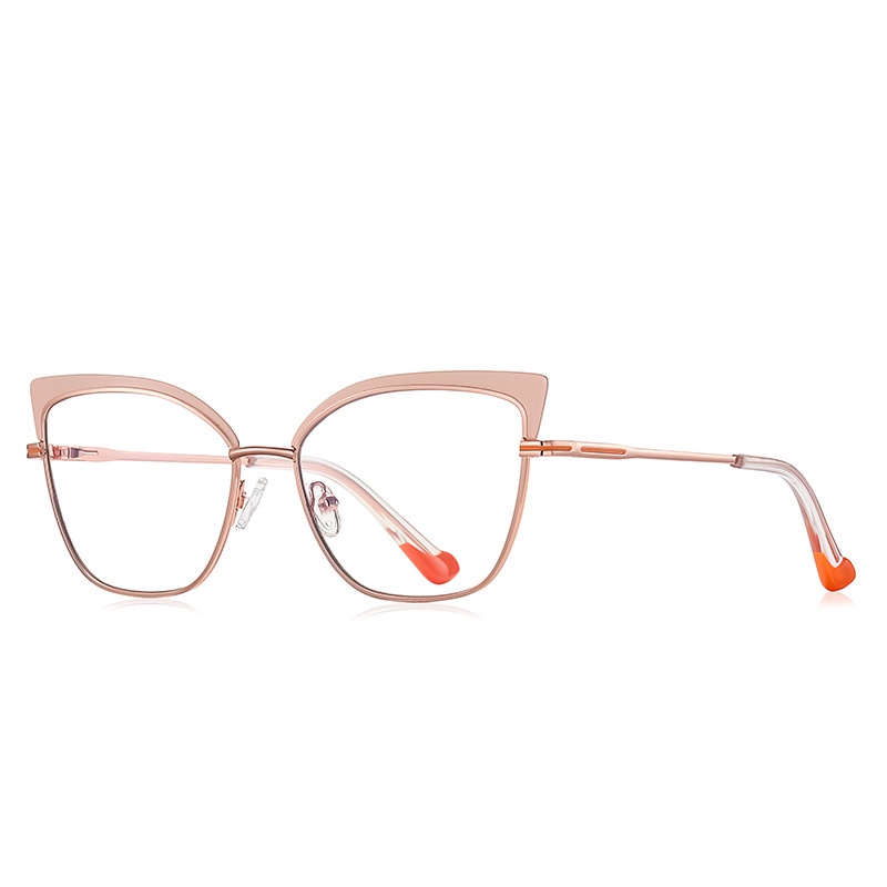 Kính Mát Mắt Mèo Gọng Kim Loại Hai Màu Chống Ánh Sáng Xanh Thời Trang Phương Tây