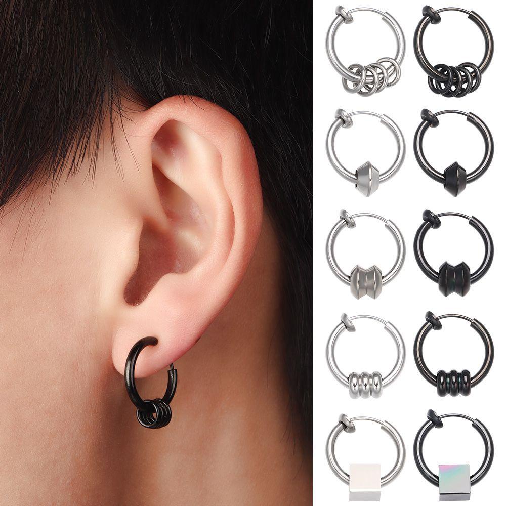 Bông Tai Dạng Vòng Tròn Bằng Thép Không Gỉ Thời Trang Cho Tuổi Teen Hoops