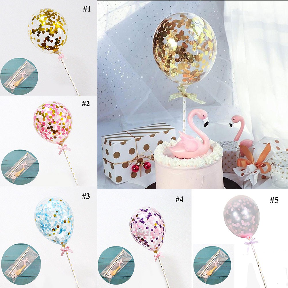 Dessert Party Decal Mini Cake Topper Insert Latex Confetti Straw Ribbon