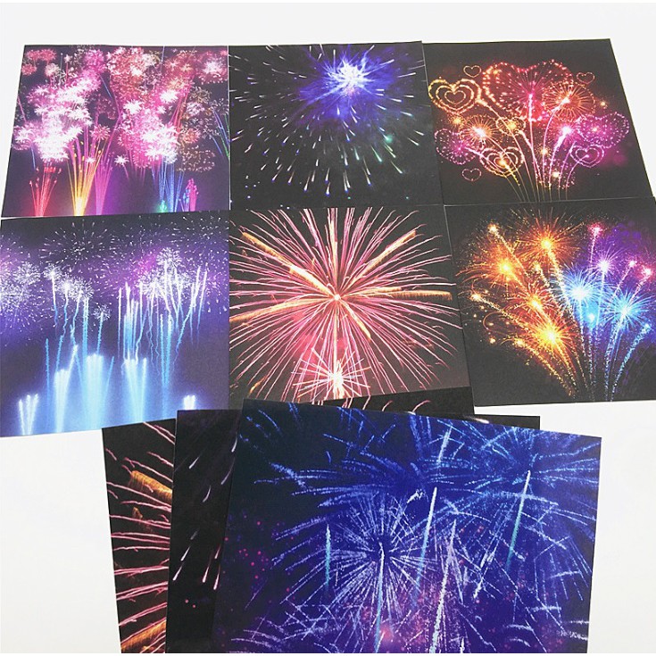 Giấy Gấp Origami Pháo hoa 70 tờ 15x15cm 70gsm ( 2 Mặt Đều Có Màu )