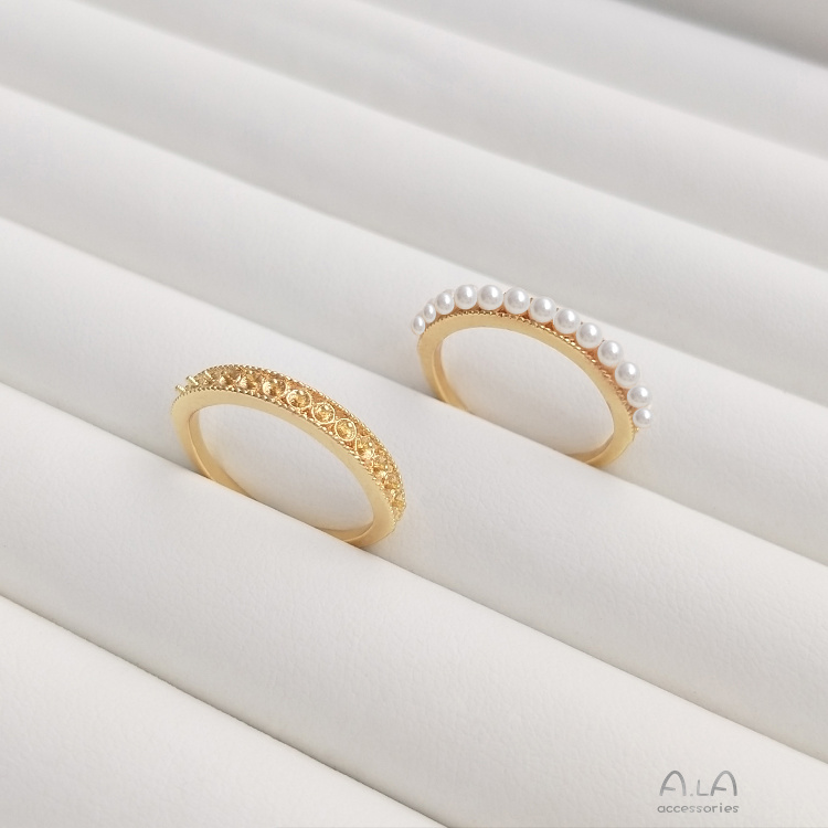 [Little Blu] Vòng Đỡ Nhẫn Bằng Đồng 14K Đính Ngọc Trai Siêu Sang Trọng Phong Cách Nhật Bản Sang Trọng