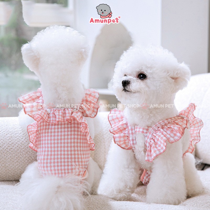Yếm Quần Sinh Lý Cho Chó Cái Hoạ Tiết Cánh Tiên Caro Hồng Quần Chip Chó Mèo Thú Cưng Ngày Đến Kỳ Rụng Dâu Salo Amun Pet