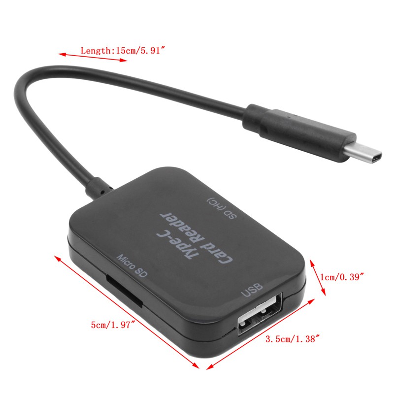 Đầu Đọc Thẻ Nhớ Usb-c Type C Sang Usb 2.0 Hub Sd Tf Cho Điện Thoại Pc