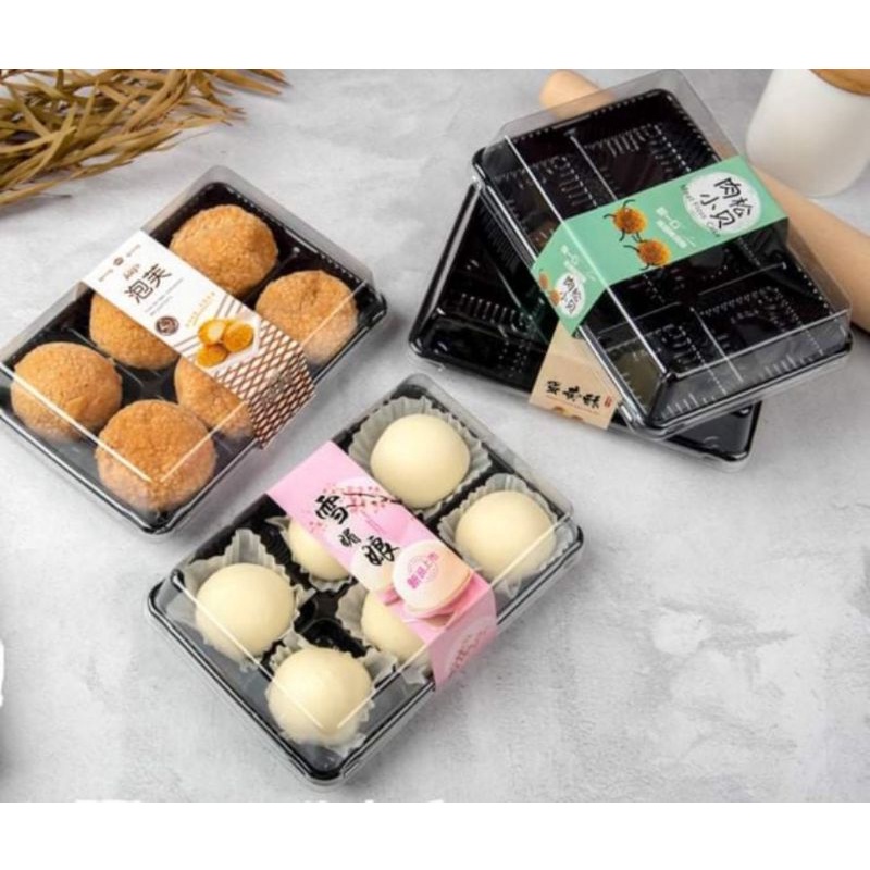 Set 50 Hộp PET đưng 6 bánh trung thu 63-75g CL003 khay 6*6*4.8cm