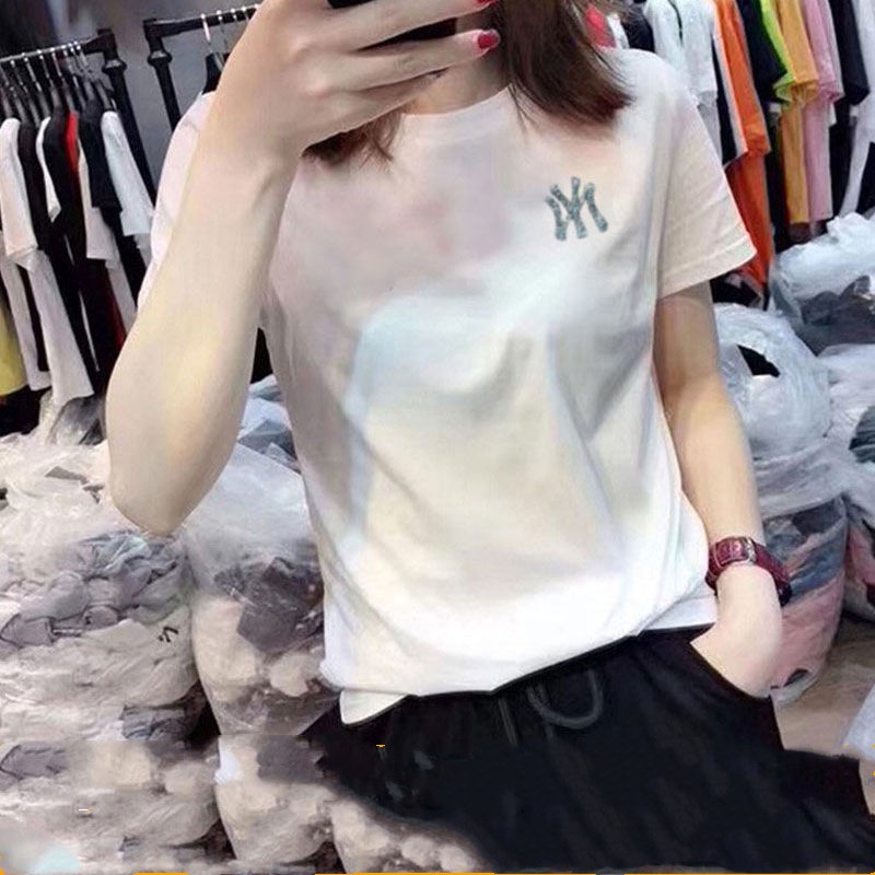 100% cotton cartoon bear white half sleeve short sleeve printed T-shirt women's new summer 2021 loose top