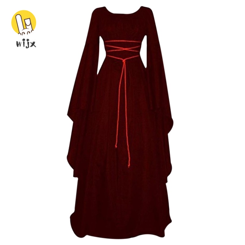 Đầm maxi tay dài cổ tròn thắt dây phong cách Gothic cổ điển thời trung cổ cho nữ | BigBuy360 - bigbuy360.vn