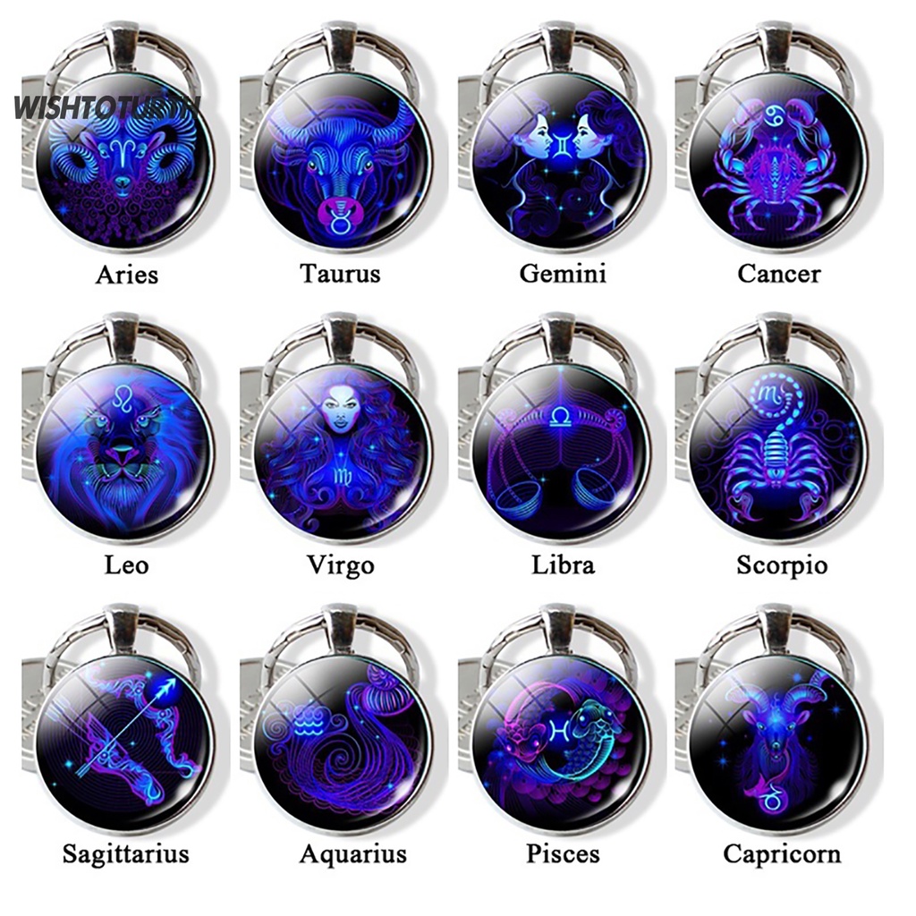 Móc Khóa Mặt Kính Hình 12 Cung Hoàng Đạo