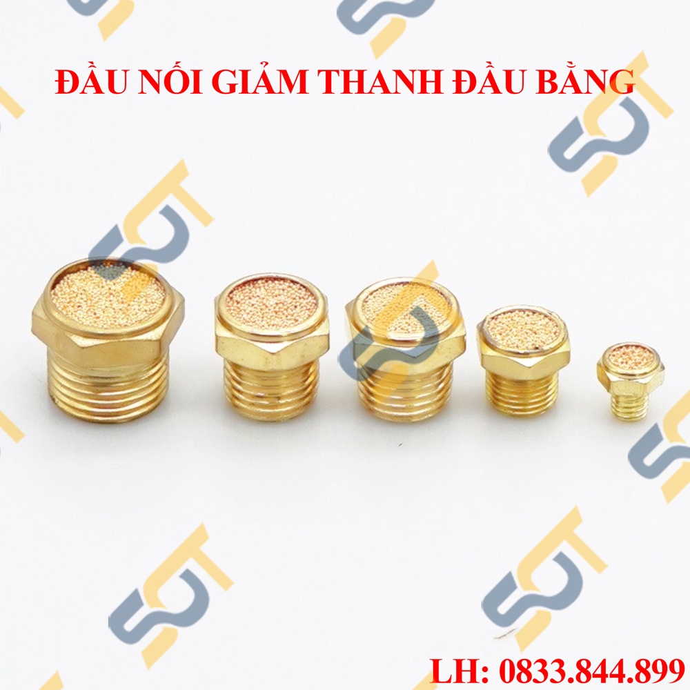 Đầu giảm thanh khí nén ĐẦU BẰNG ren ngoài đồng thau