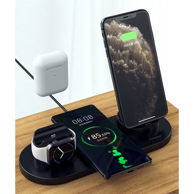 Đế Sạc Đa Năng,Không Dây IphoneWS5 6 in 1. Tích hợp đủ chân sạc thông minh cho các dòng điện thoại Iphone, Samsung,,,