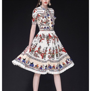 Hàng nhập cao cấp loại 1 , đầm xoè hoạ tiết D&G sang trọng