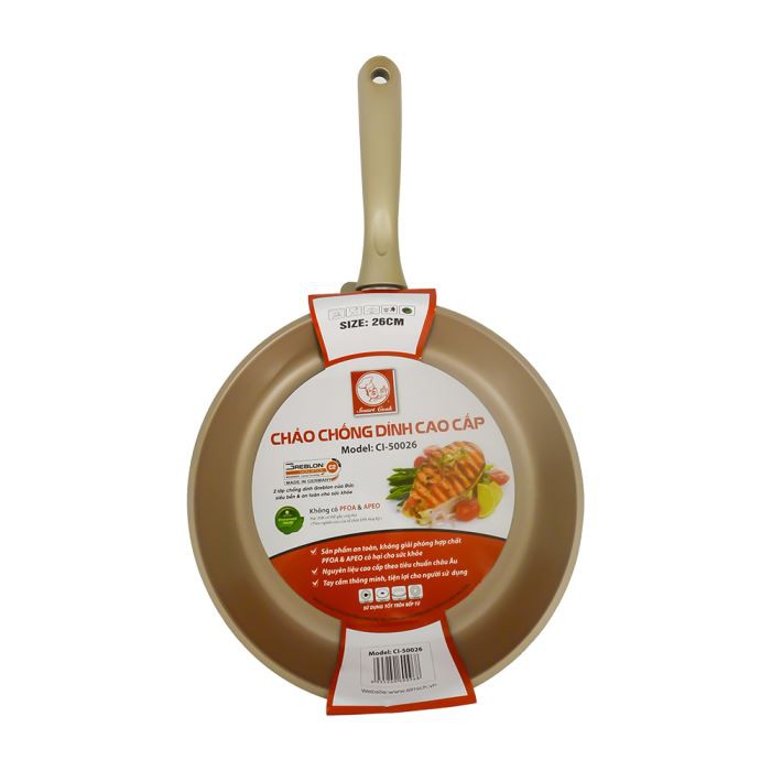 Chảo giả đúc sâu màu vàng nhạt có đáy từ size 26-CI-50026