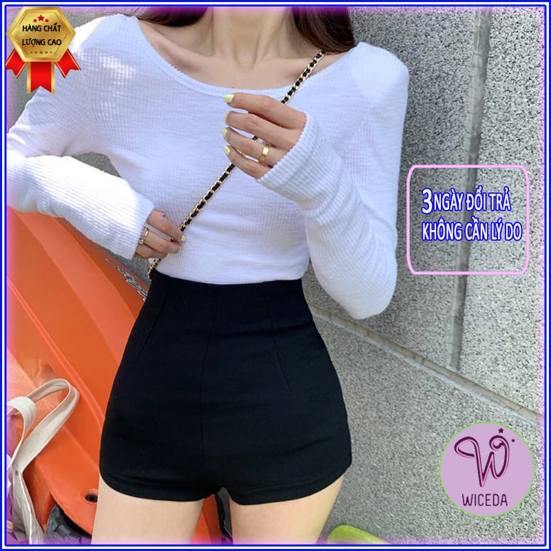 Quần short dance lưng cao lisa tôn dáng . quần đùi nữ cạp cao ôm body chất vải umi dày co giãn màu đen Wiceda DC451