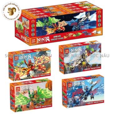 Đồ chơi lego Ninjago lắp ráp xếp hình ninja rồng xanh lá, xanh dương, đỏ, trắng cho trẻ em Sóc nâu